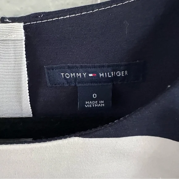 Tommy Hilfiger Navy White Striped Boat Neck Sheath Dress Belted Size 0 Nautica - Picture 6 of 11